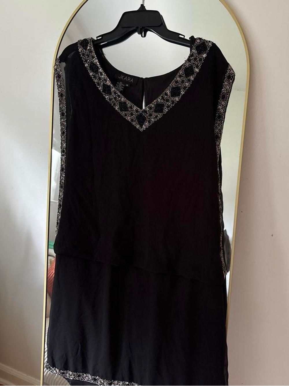 J Kara drop waist black beaded cocktail dress - 14